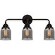 Nouveau 2 Small Bell LED 23 inch Matte Black Bath Vanity Light Wall Light in Plated Smoke Glass