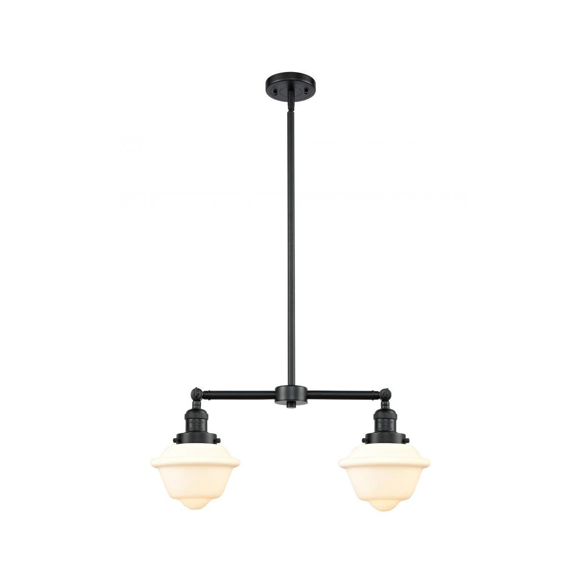 Franklin Restoration Small Oxford 2 Light 24 inch Oil Rubbed Bronze Chandelier Ceiling Light in Matte White Glass, Franklin Restoration