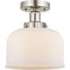 Bell 1 Light 6.5 inch Brushed Satin Nickel Semi-Flush Mount Ceiling Light