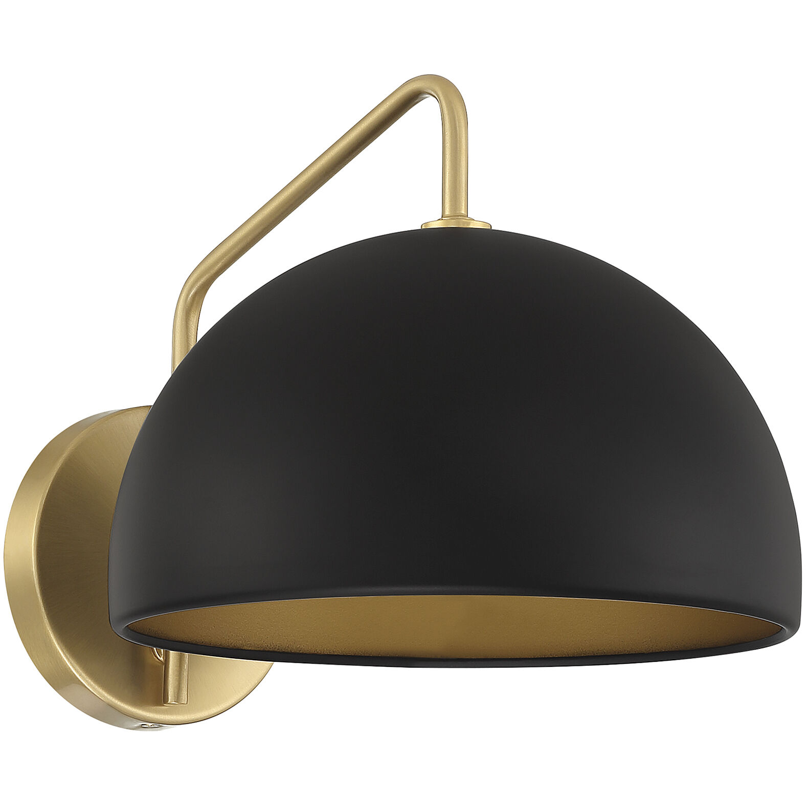Vintage 1 Light 10 inch Matte Black with Natural Brass Wall Sconce Wall Light