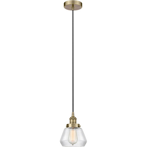 Edison Fulton 1 Light 7 inch Antique Brass Mini Pendant Ceiling Light