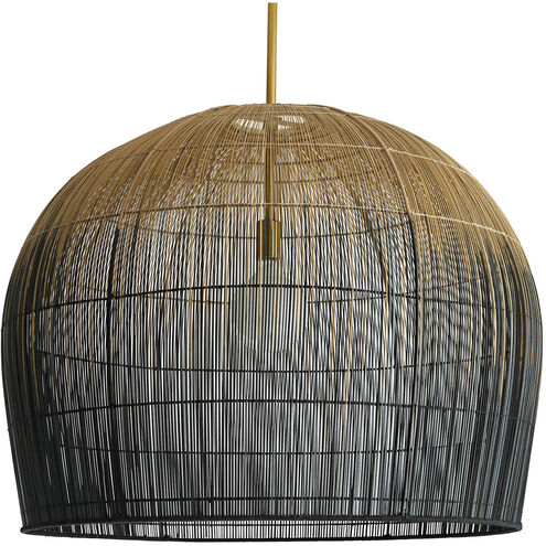 Swami 1 Light 32 inch Natural and Black Ombre with Antique Brass Pendant Ceiling Light, Large