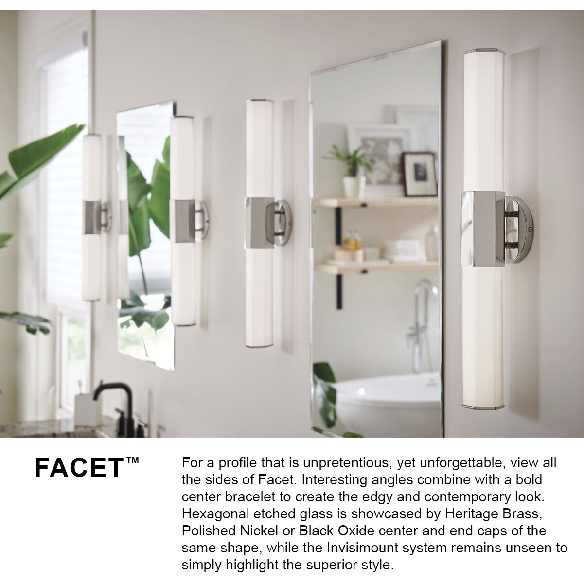 Facet LED 26 inch Heritage Brass Vanity Light Wall Light, Vertical 