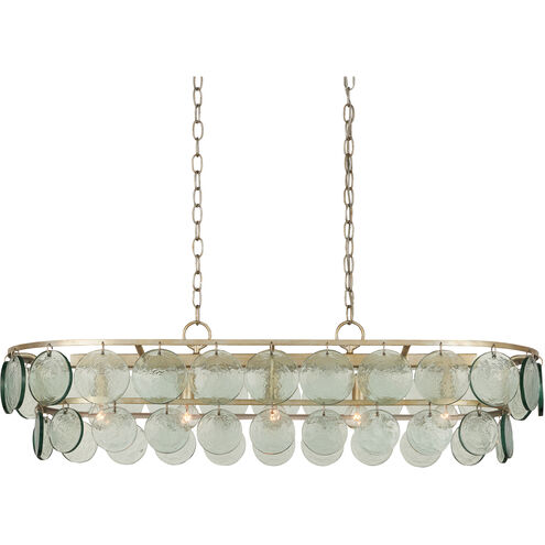 Settat 5 Light 40.25 inch Silver Leaf and Clear Chandelier Ceiling Light