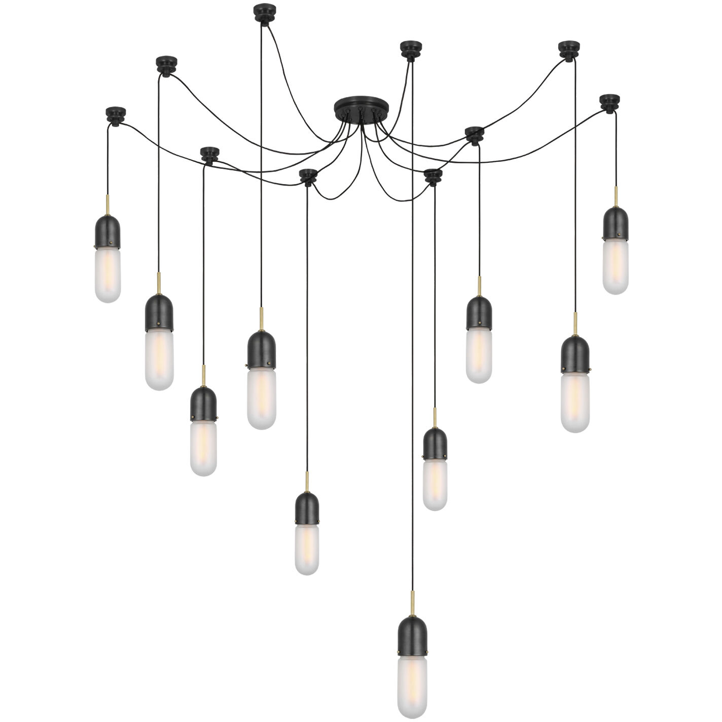 Thomas O'Brien Junio LED 9.5 inch Bronze and Brass Pendant Ceiling Light in Frosted Glass, Bronze and Hand-Rubbed Antique Brass