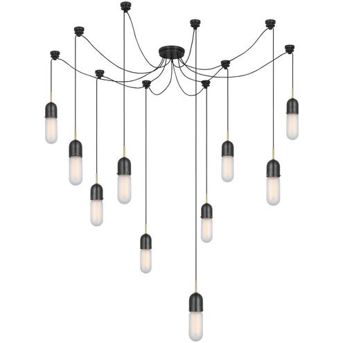 Thomas O'Brien Junio LED 9.5 inch Bronze and Brass Pendant Ceiling Light in Frosted Glass, Bronze and Hand-Rubbed Antique Brass