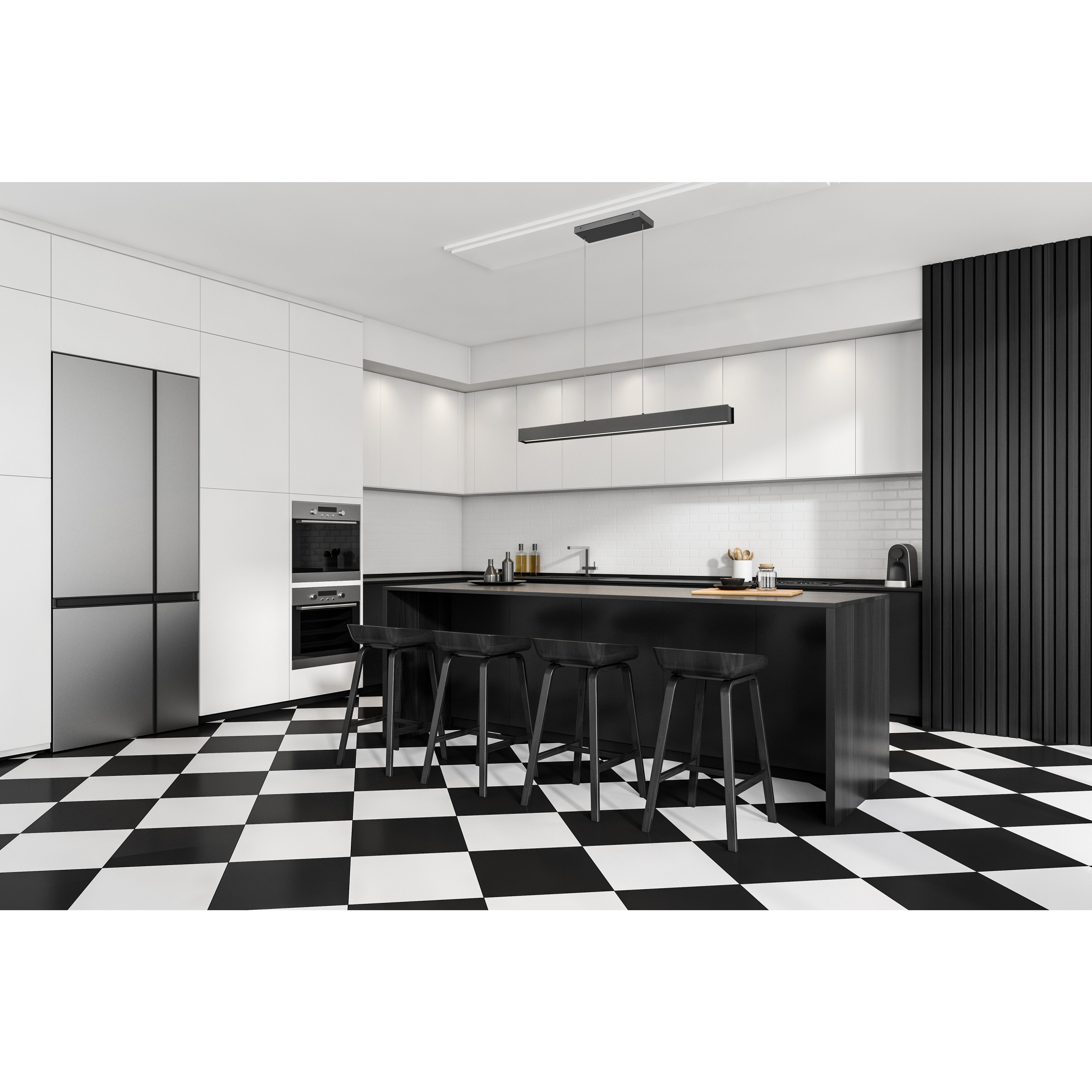 Hudson LED 55 inch Matte Black Linear Chandelier Ceiling Light