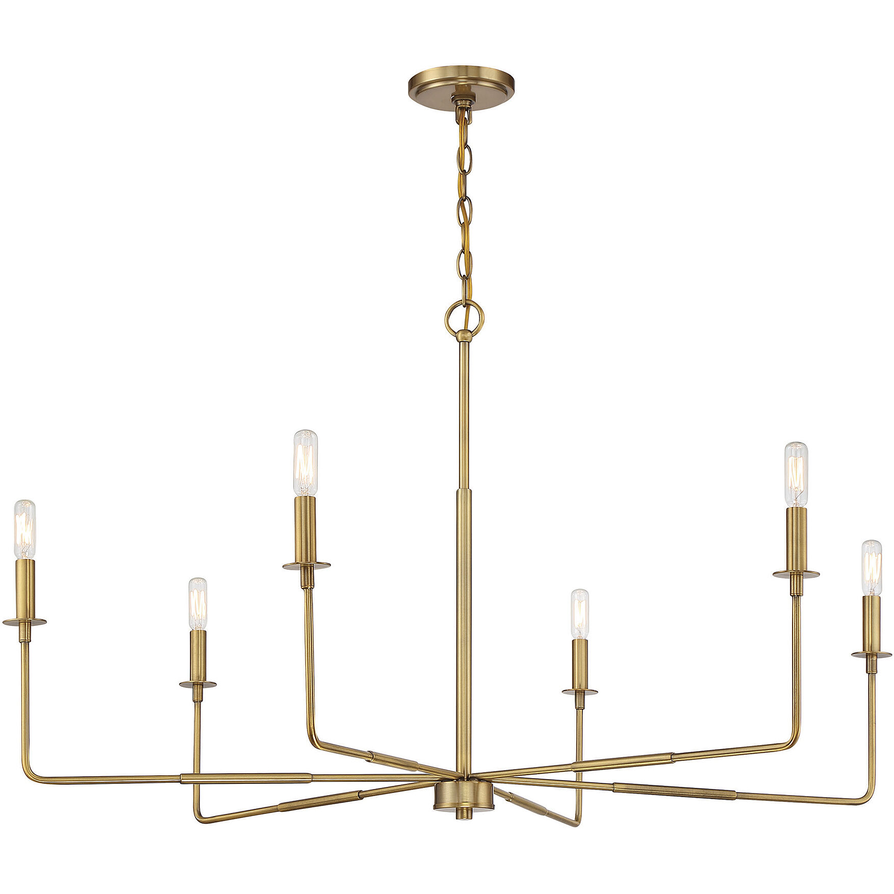 Salerno 6 Light 42 inch Warm Brass Chandelier Ceiling Light, Essentials