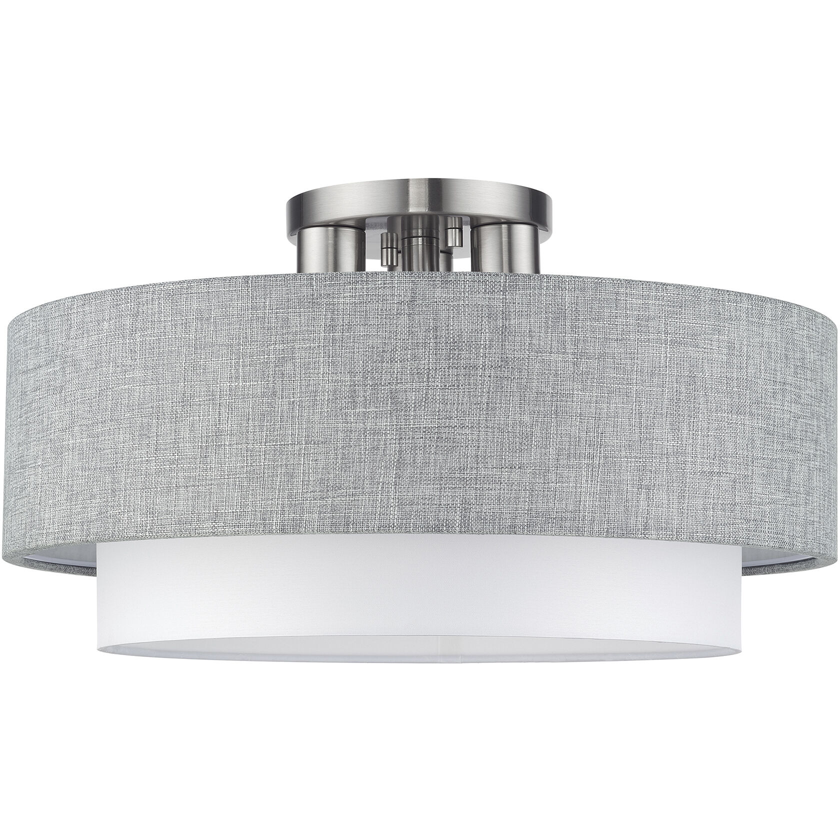 Brookmeade 3 Light 18 inch Brushed Nickel Semi-Flush Ceiling Light