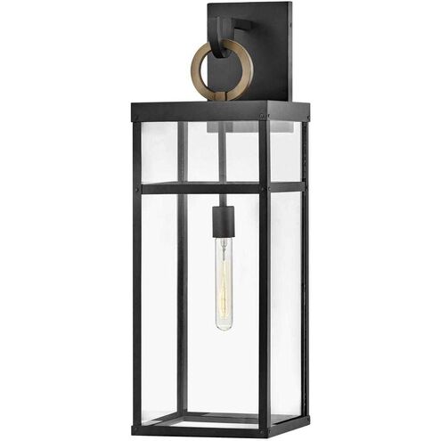 Estate Series Porter LED 29 inch Black with Burnished Bronze Outdoor Wall Mount Lantern