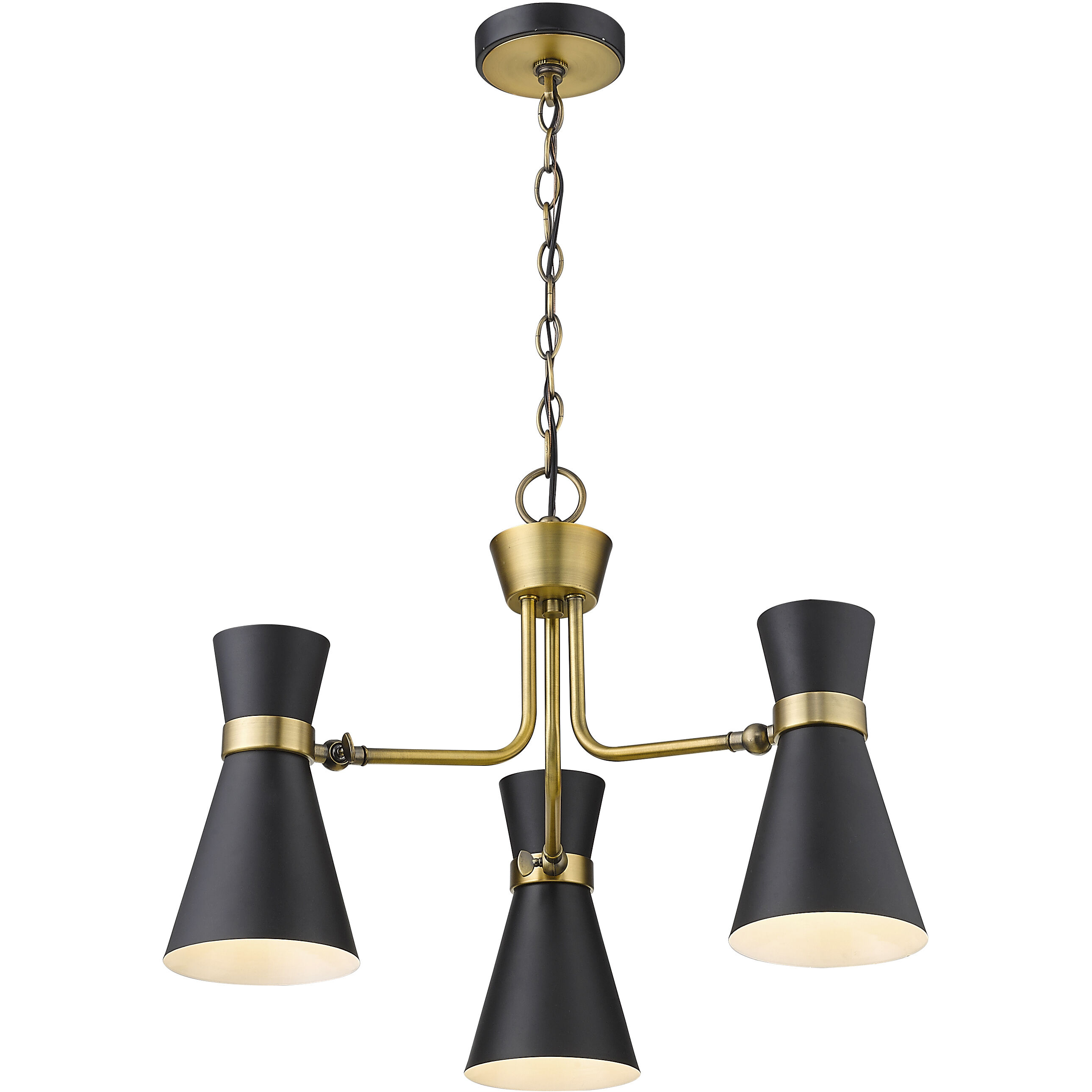 Soriano 3 Light 23.5 inch Matte Black and Heritage Brass Chandelier Ceiling Light