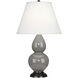 Small Double Gourd 22.75 inch 150.00 watt Smokey Taupe Glazed Ceramic Accent Lamp Portable Light in Smoky Taupe, Pearl Dupioni