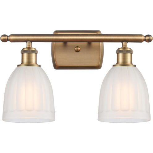 Ballston Brookfield LED 16 inch Brushed Brass Bath Vanity Light Wall Light in White Glass, Ballston