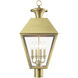 Wentworth 4 Light 28 inch Natural Brass Outdoor Extra Post Top Lantern, Extra Large