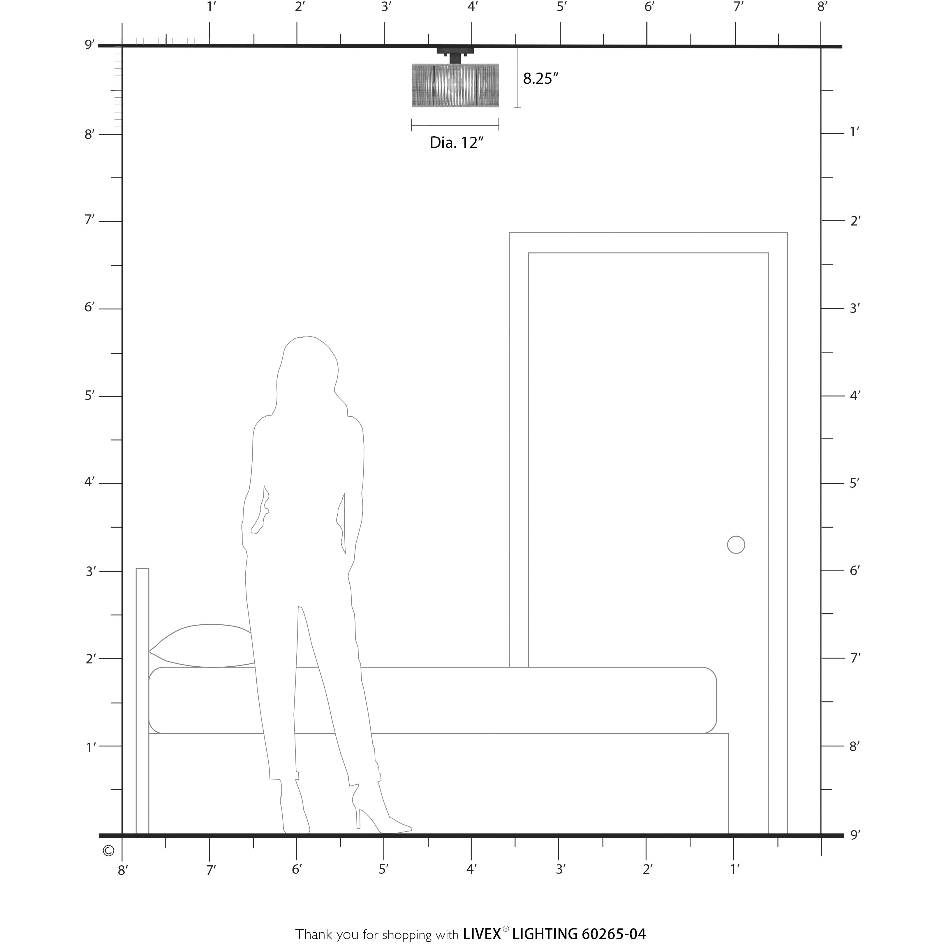 Acordia 1 Light 12 inch Black Semi Flush Mount Ceiling Light, Medium
