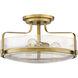 Harper 3 Light 18 inch Heritage Brass Indoor Semi-Flush Mount Ceiling Light in Clear Seedy