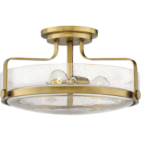 Harper 3 Light 18 inch Heritage Brass Indoor Semi-Flush Mount Ceiling Light in Clear Seedy