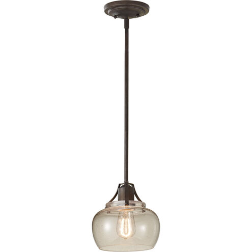 Urban Renewal 1 Light 8 inch Rustic Iron Pendant Ceiling Light, Round Glass