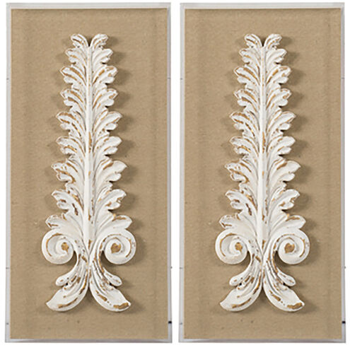 3-Dimensional Leaf Brown / Washed White Wall Art, Rectangle