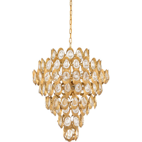 Wildwood 12 Light 25 inch Antique Gold Leaf/Clear Chandelier Ceiling Light