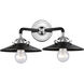 Nouveau Railroad 2 Light 16 inch Black Polished Nickel Bath Vanity Light Wall Light in Matte Black, Nouveau