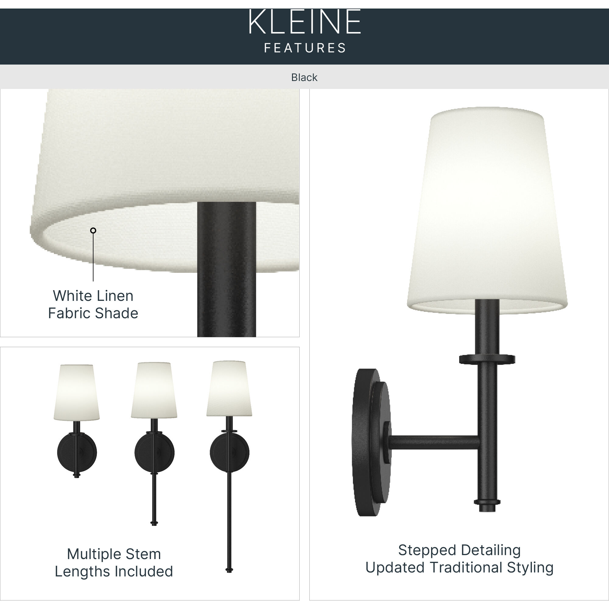 Kleine 1 Light 5.75 inch Black Wall Sconce Wall Light