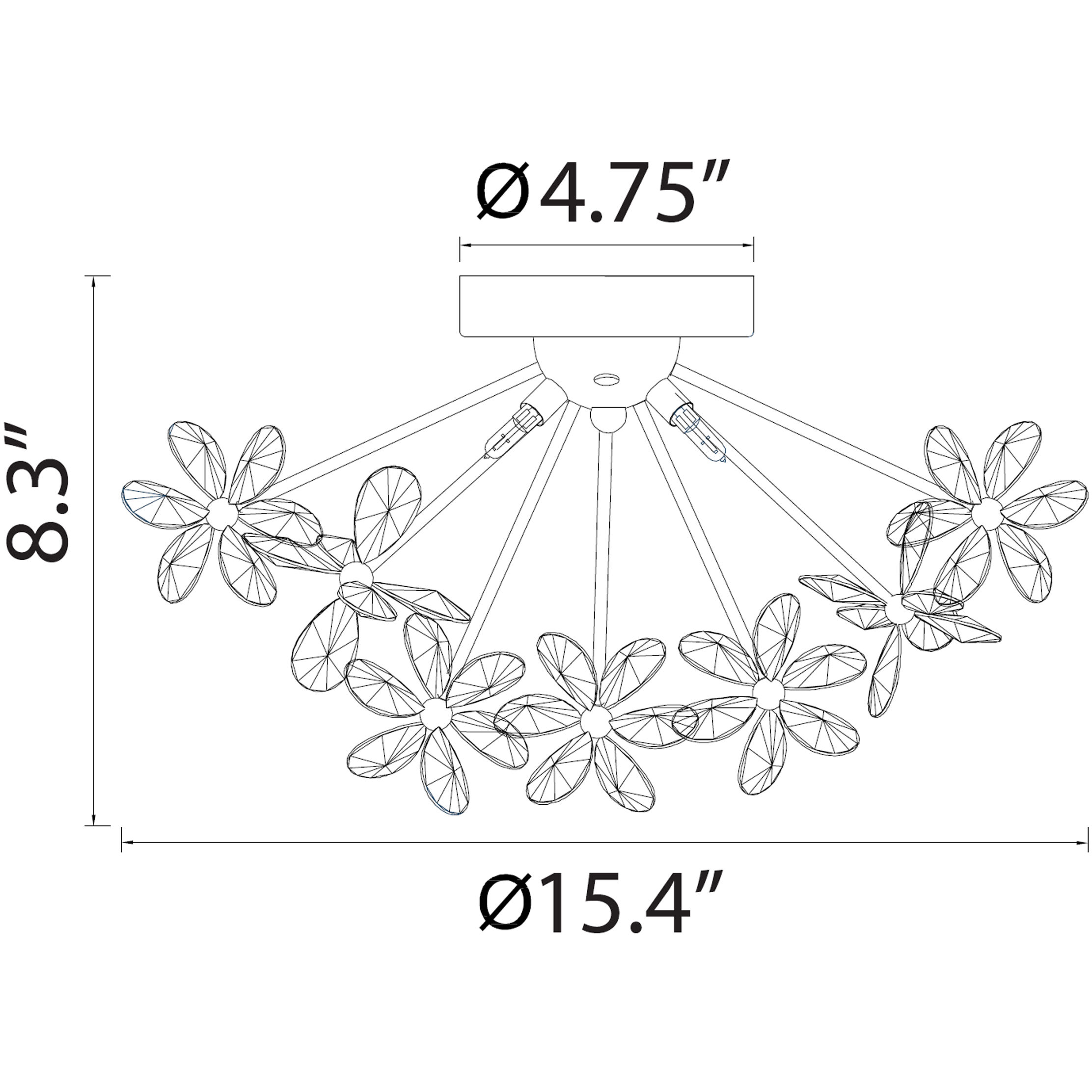 Adelle 3 Light 15.4 inch Matte Black Flush Mount Ceiling Light