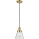 Franklin Restoration Cone 1 Light 6 inch Satin Gold Mini Pendant Ceiling Light in Incandescent, Seedy, Franklin Restoration