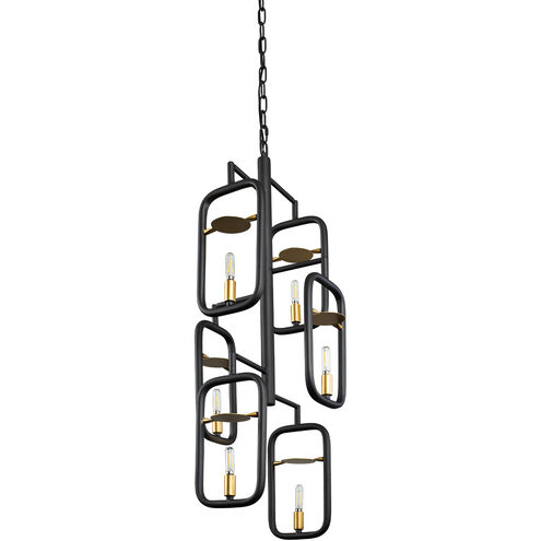 Bar None 6 Light 16 inch Aged Gold and Rustic Bronze Foyer Pendant Ceiling Light
