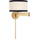 kate spade new york Walker 16 inch 60.00 watt Gild Swing Arm Sconce Wall Light in Cream Linen with Black Linen Trim