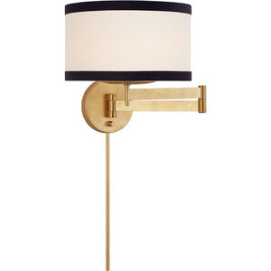 kate spade new york Walker 16 inch 60 watt Gild Swing Arm Sconce Wall Light in Cream Linen with Black Linen Trim