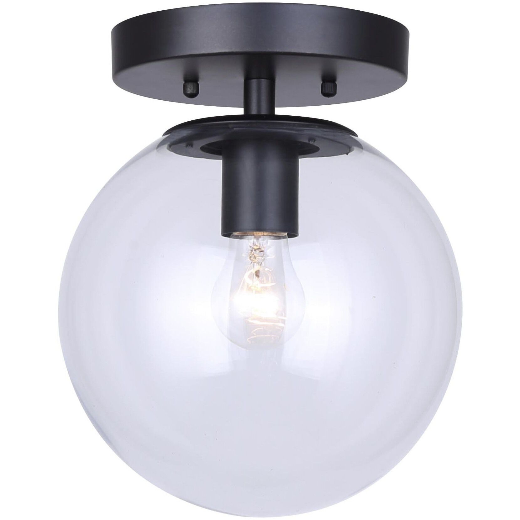 Camilo 1 Light 8 inch Matte Black Flush Mount Ceiling Light in Clear Glass