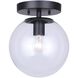 Camilo 1 Light 8 inch Matte Black Flush Mount Ceiling Light in Clear Glass