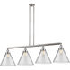 Franklin Restoration X-Large Cone 4 Light 56 inch Brushed Satin Nickel Island Light Ceiling Light in Clear Glass, Franklin Restoration