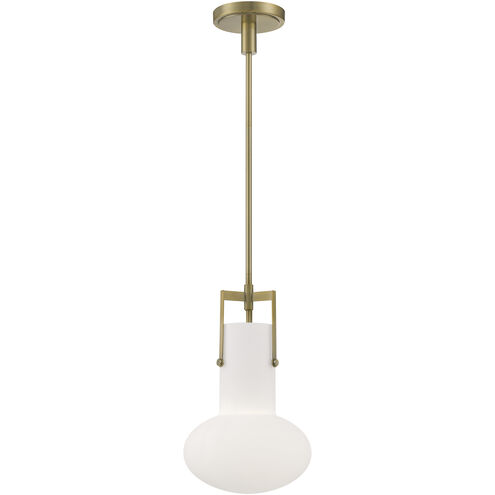 Izel 1 Light 10 inch Antique Brass with Matte Opal Pendant Ceiling Light
