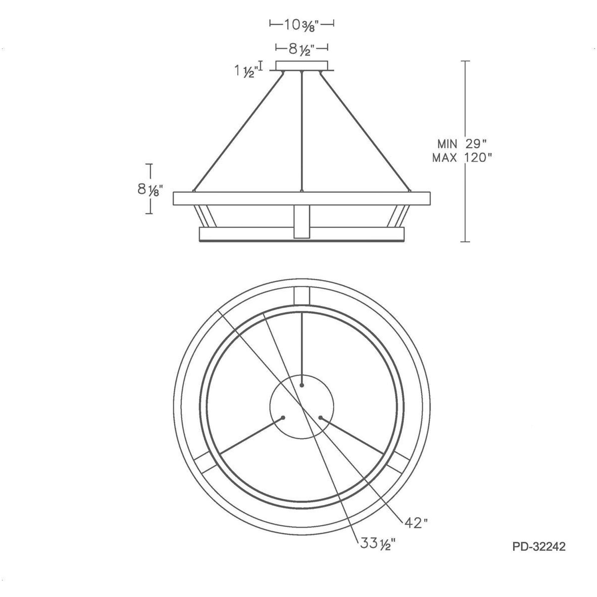 Imperial 1 Light 42 inch Brushed Nickel Chandelier Ceiling Light