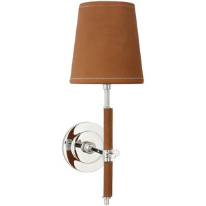 Thomas O'Brien Bryant LED 5.5 inch Polished Nickel and Natural Leather Wrapped Sconce Wall Light