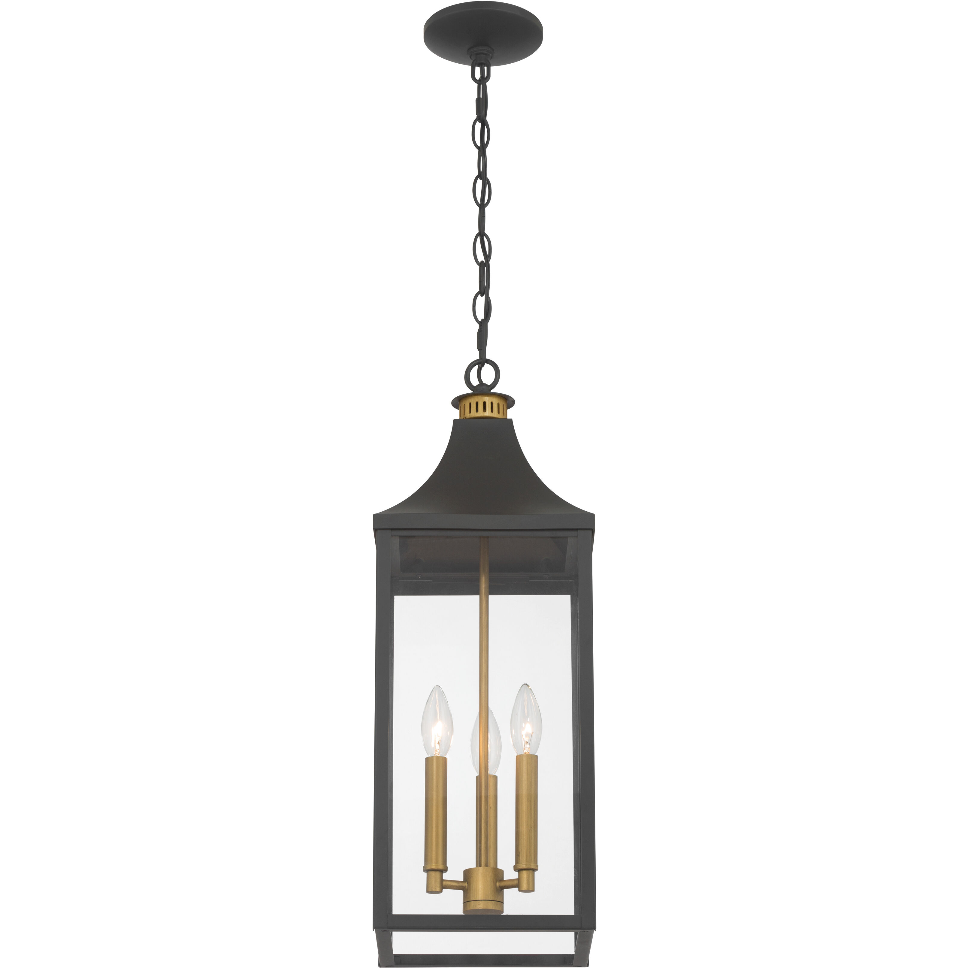 Hurstborne 3 Light 8.5 inch Dark Matte Black and Painted Legacy Brass Outdoor Hanging Lantern