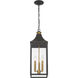 Hurstborne 3 Light 8.5 inch Dark Matte Black and Painted Legacy Brass Outdoor Hanging Lantern