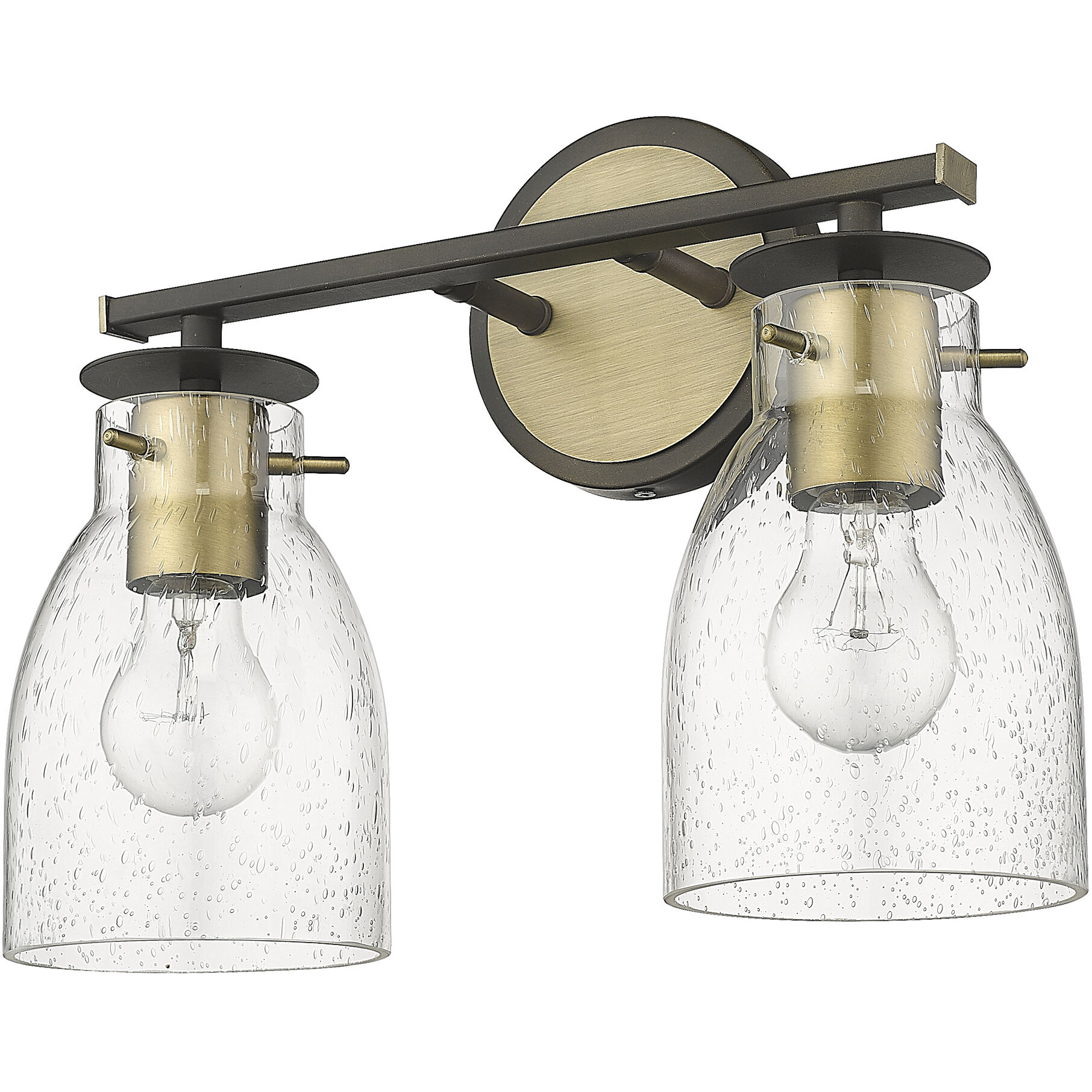 Shelby 2 Light 15 inch Oil Rubbed Bronze and Antique Brass Vanity Light Wall Light