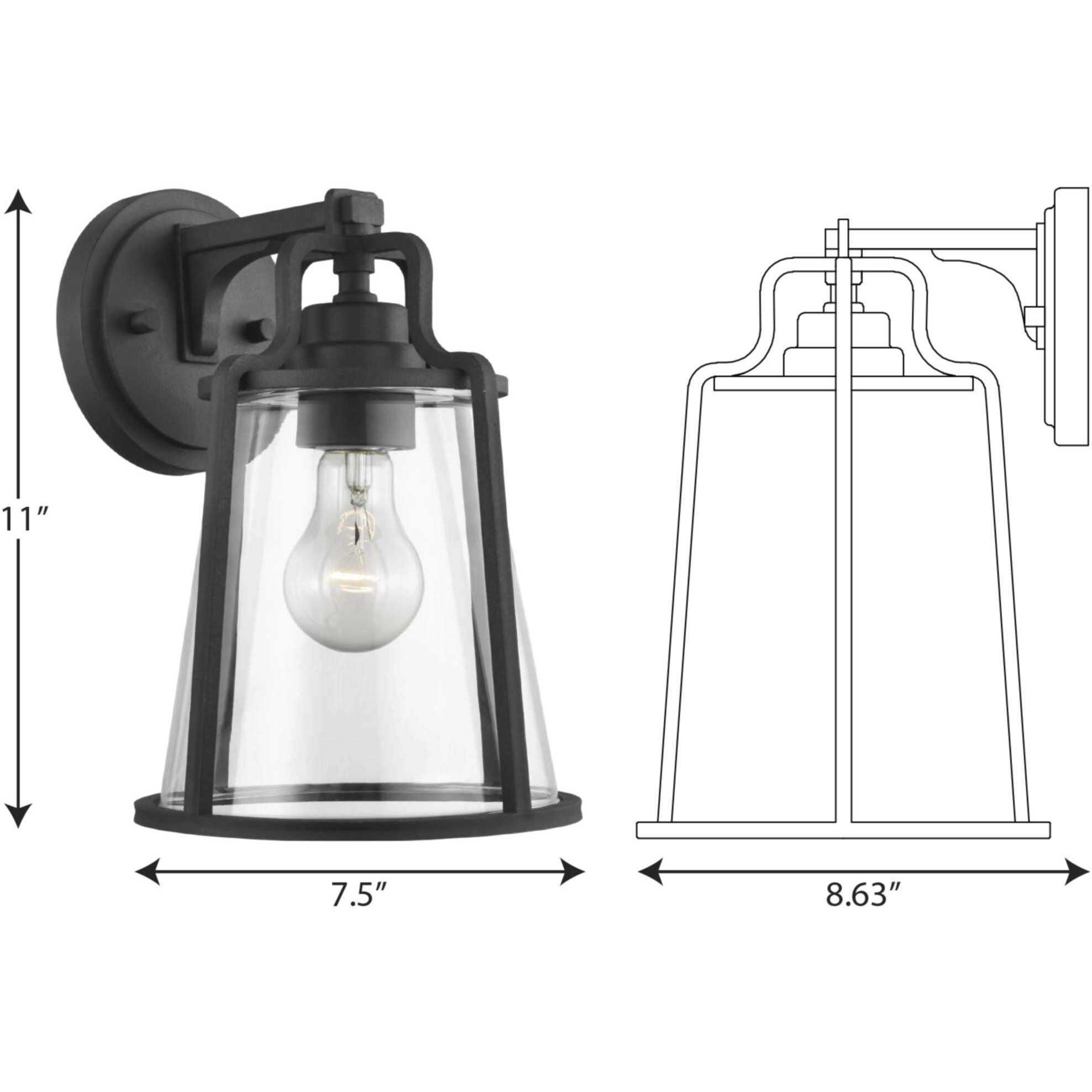 Benton Harbor 1 Light 11 inch Textured Black Outdoor Wall Lantern, with DURASHIELD, Medium