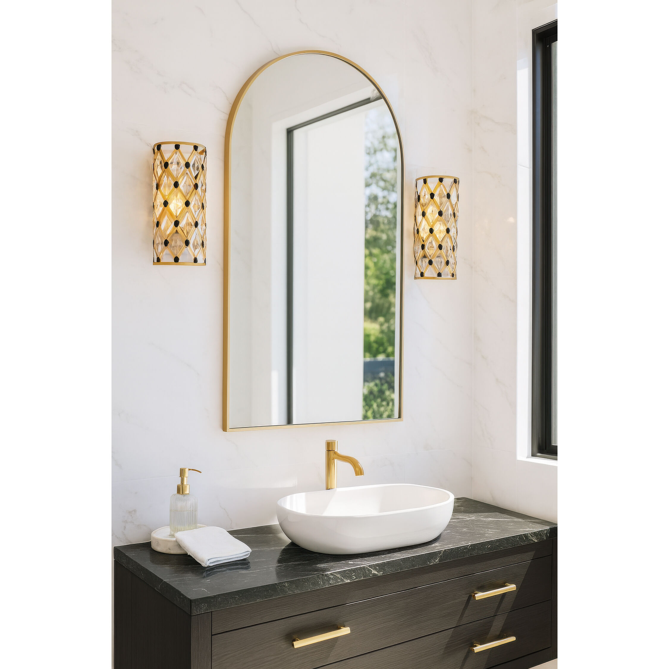 Windsor 1 Light 7 inch French Gold and Matte Black Wall Sconce Wall Light