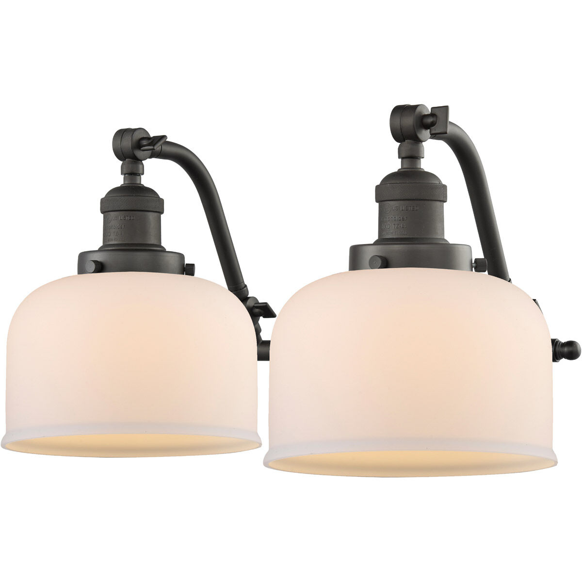 Franklin Restoration Large Bell LED 18 inch Oil Rubbed Bronze Bath Vanity Light Wall Light in Matte White Glass, Franklin Restoration