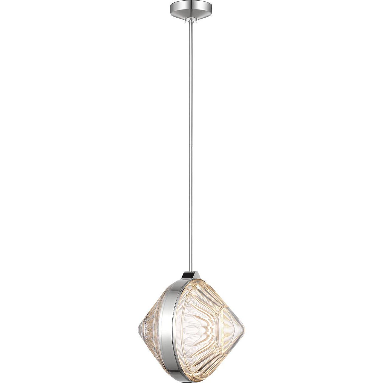 Waterford Copper Coast LED 15 inch Polished Nickel Olive Cut Pendant Ceiling Light