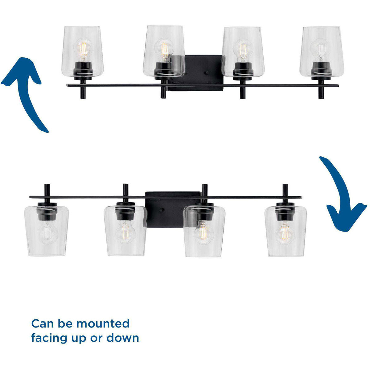 Calais 4 Light 34 inch Matte Black Bath Vanity Wall Light