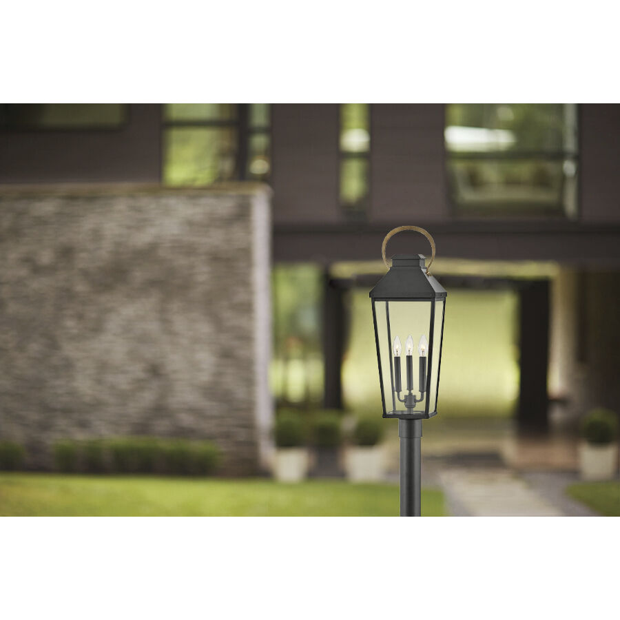 Dawson 29.75 inch Black with Burnished Bronze Outdoor Post Mount Lantern
