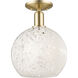 Arcadia White Mouchette 1 Light 10 inch Champagne Bronze Semi-Flush Mount Ceiling Light