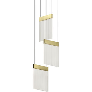 V Panels 3 Light 8.75 inch Brass Pendant Ceiling Light