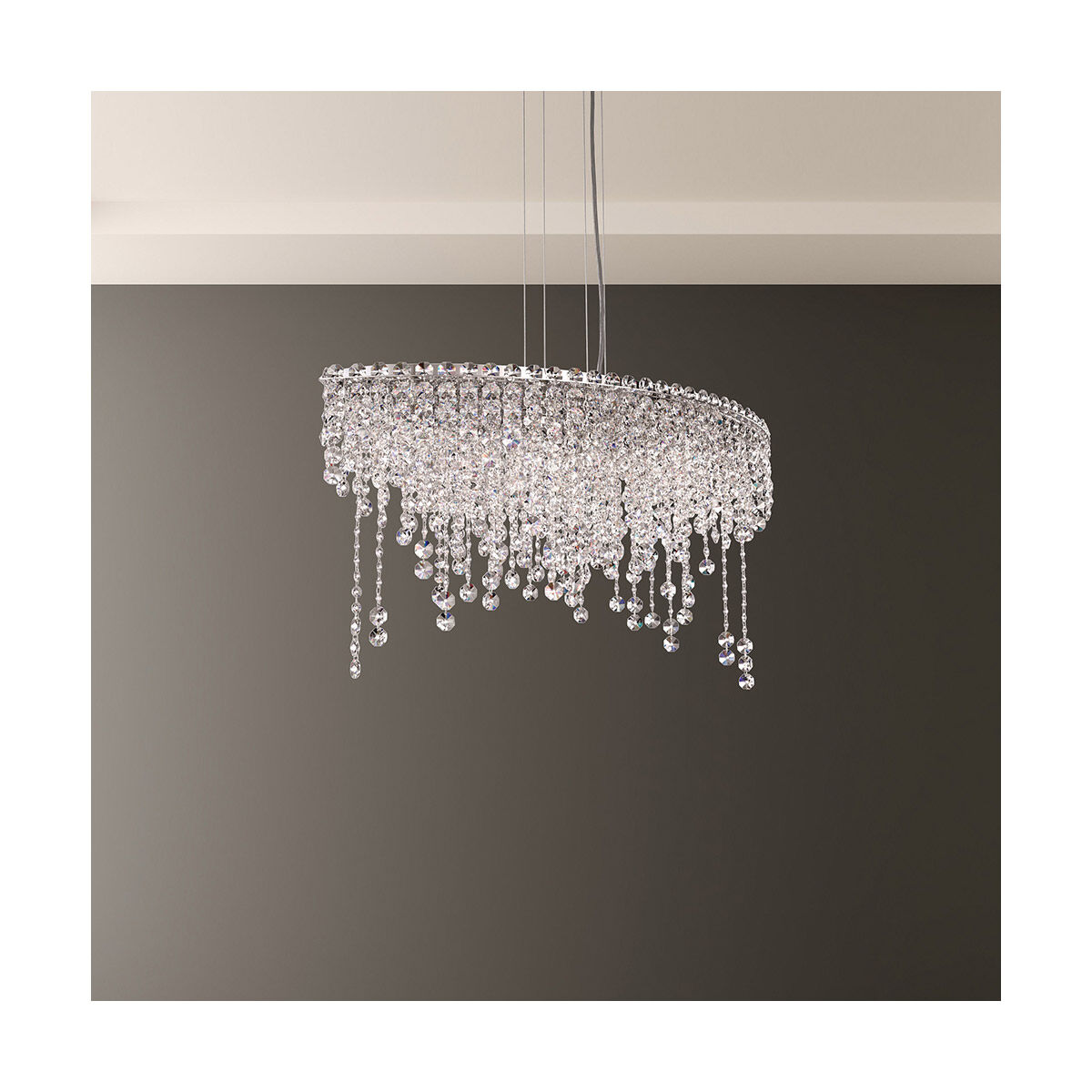 Chantant 6 Light 33 inch Polished Stainless Steel Linear Pendant Ceiling Light in Optic, Strand