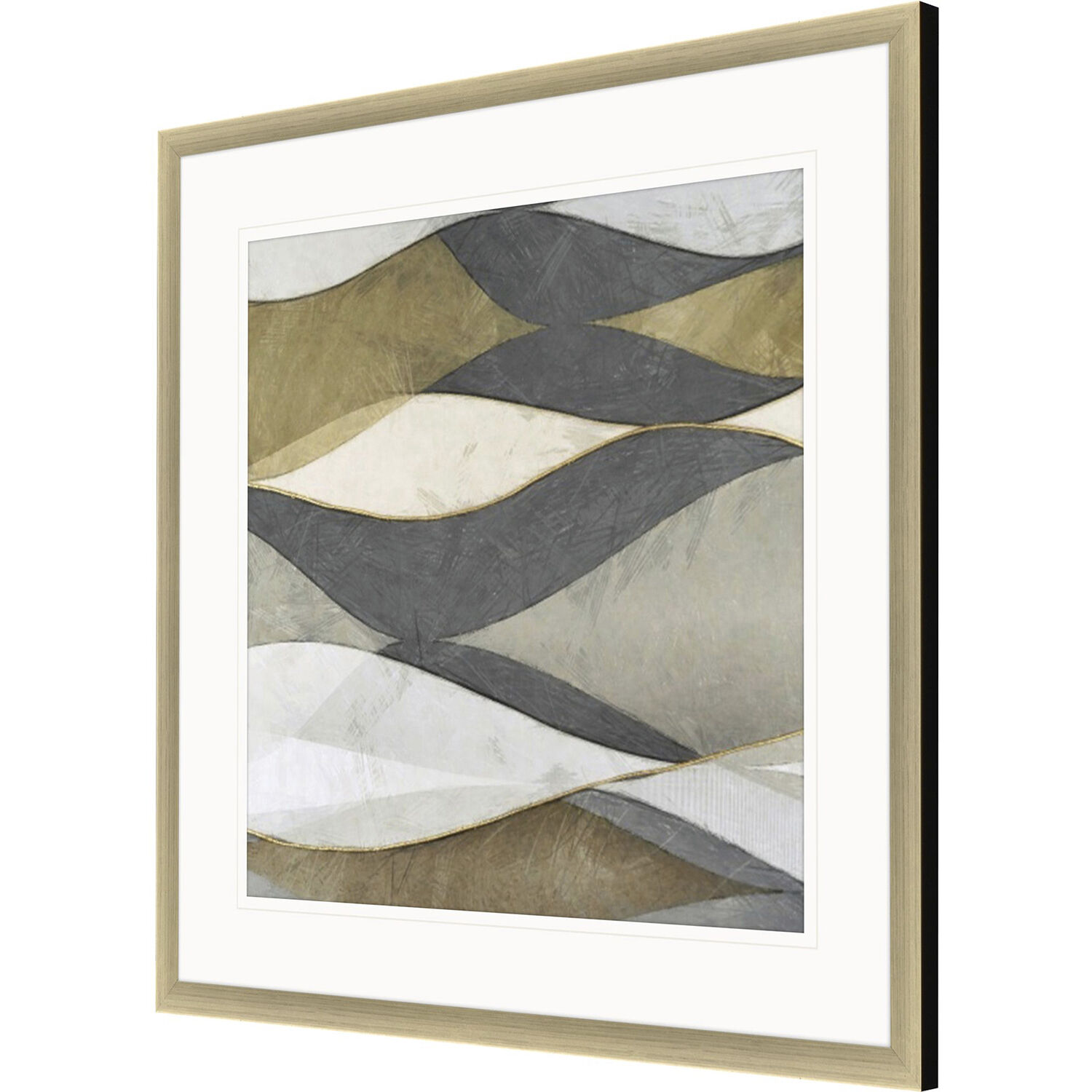 Natural Waves Gray and Metallic and Multi and Neutral Framed Art